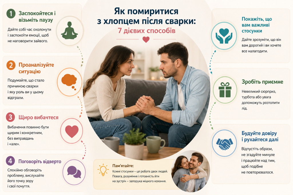 Інфографіка з 7 порадами для примирення з хлопцем після сварки